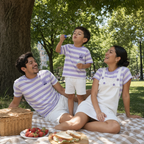 Teddy Stripe Family Matching Set - family picnic in the park