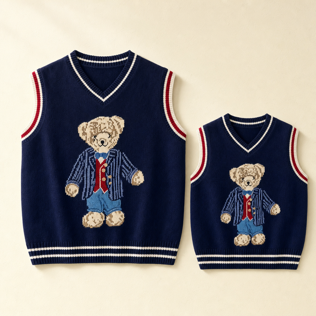Bear Knit Family Vest - flat lay, front