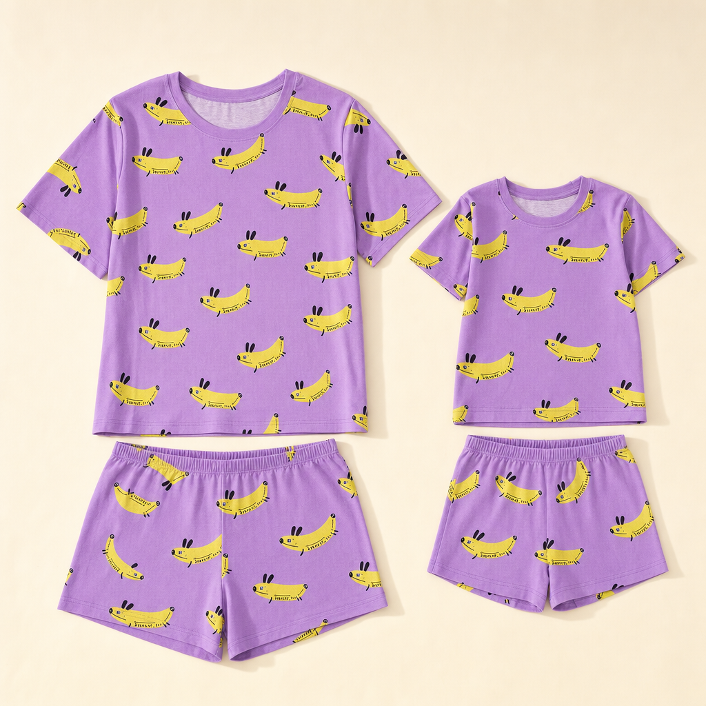Summer Nights Mommy & Me Pajamas - flat lay, front