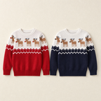 Christmas Elk Kids' Knit Sweater - flat lay, front
