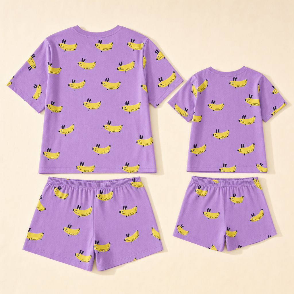 Summer Nights Mommy & Me Pajamas - flat lay, back