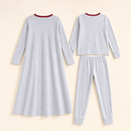 Embroidered Cotton Girls' Nightgown Set - flat lay, back