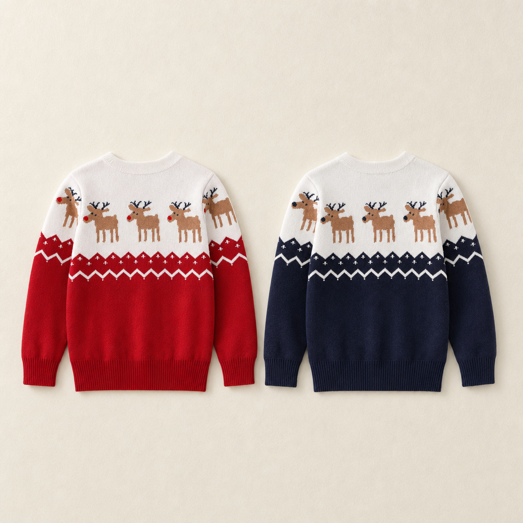 Christmas Elk Kids' Knit Sweater - flat lay, back