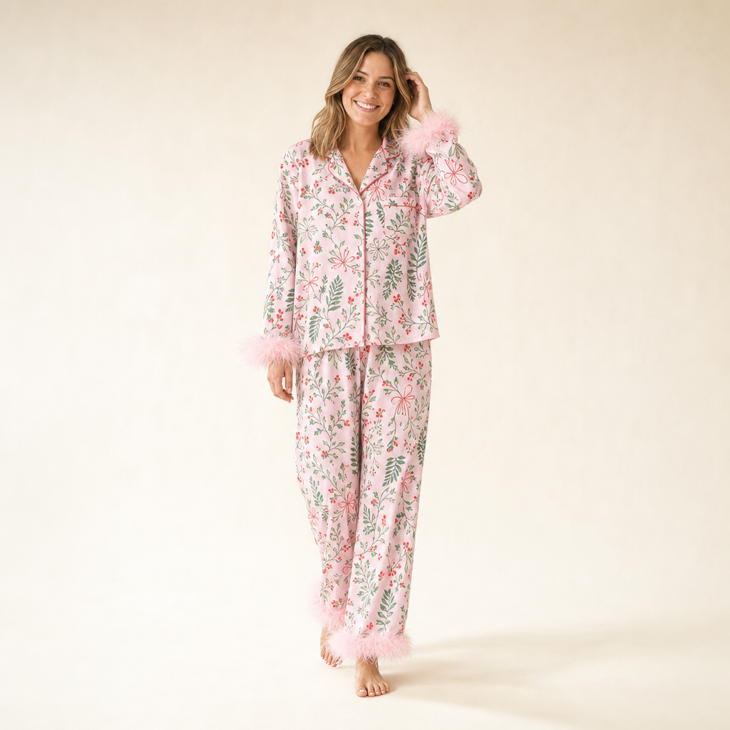 Palm Leaf Mommy & Me Pajama Set - women's lounge set