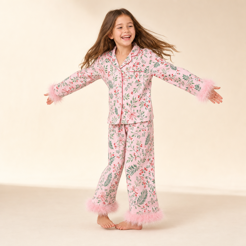 Palm Leaf Mommy & Me Pajama Set - kids lounge set