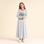 Embroidered Cotton Girls' Nightgown Set - long nightgown