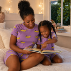 Summer Nights Mommy & Me Pajamas - bedtime story in the bedroom