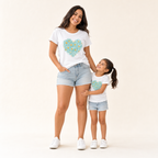 Bloom & Heart Mommy & Me Tee - mom and daughter in matching tees