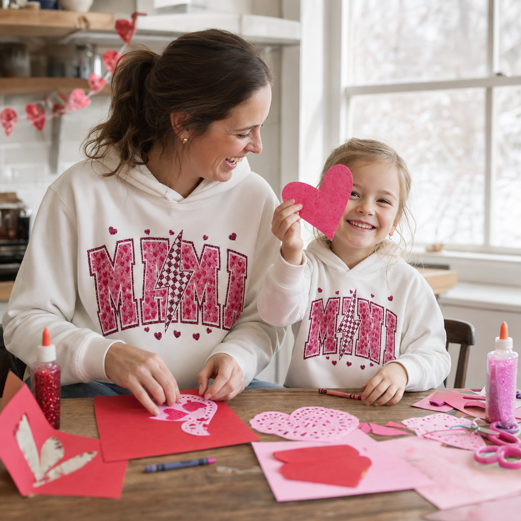 Mama & Mini Valentine Sweater - making Valentine cards at home
