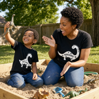 Mama Saurus Mommy & Me Tee - dinosaur dig in the backyard