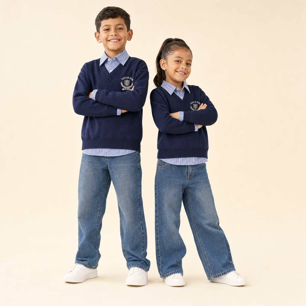 Prep Club Kids' Sweater & Jeans Set - siblings in the matching set