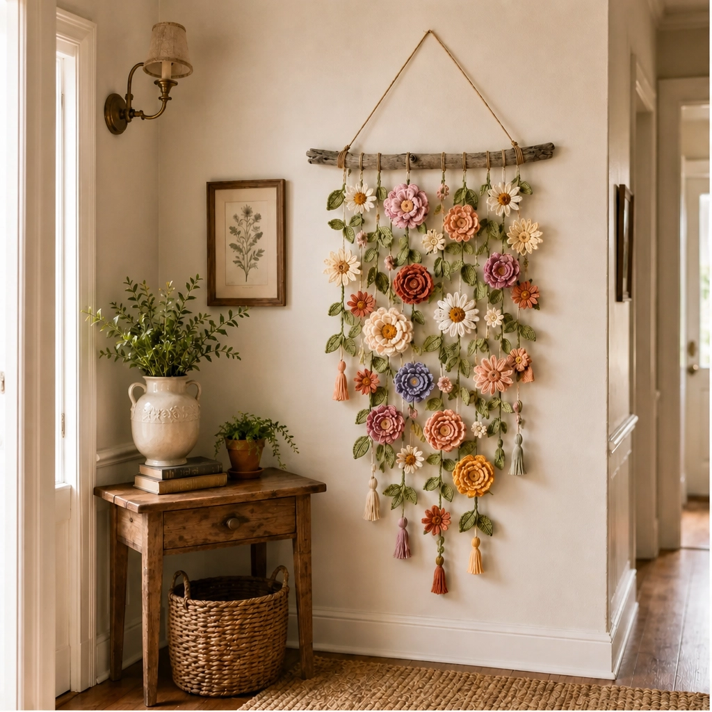Crochet Flower Wall Hanging